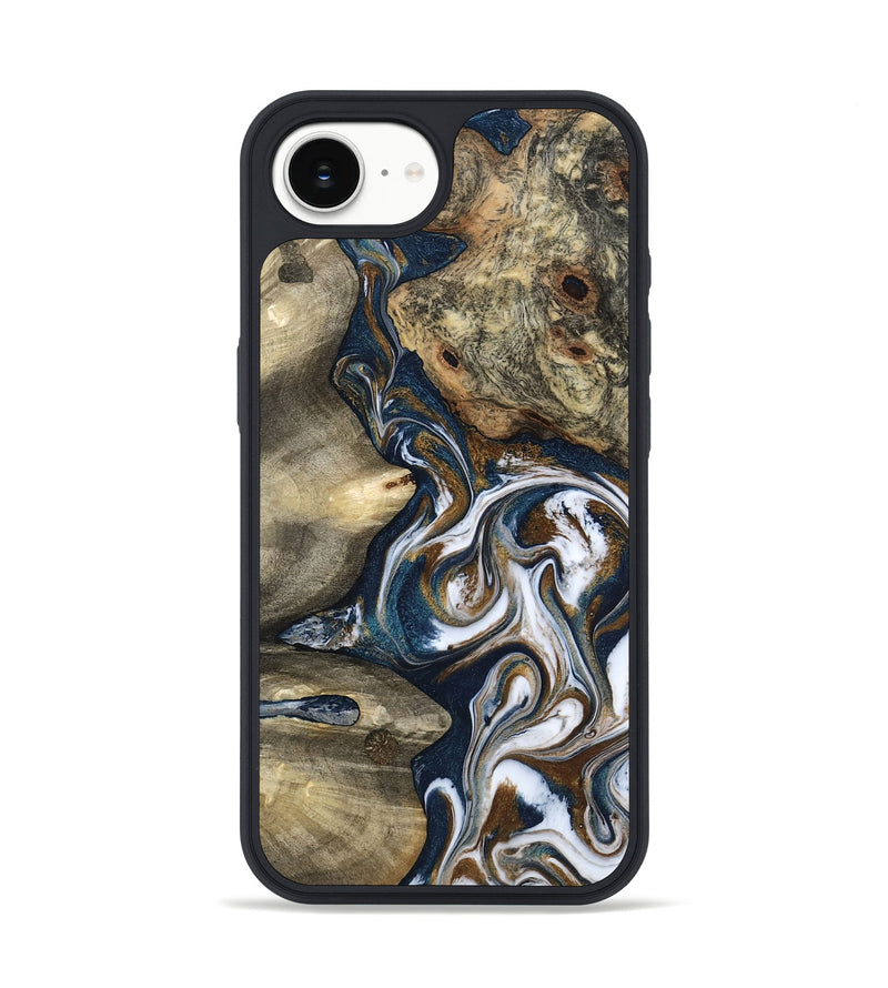 iPhone 16e Wood Phone Case - Petra (Teal & Gold, 801462)