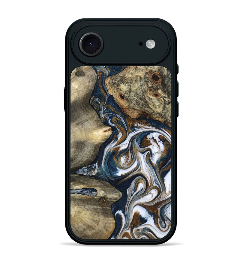 iPhone 17 Air Wood Phone Case - Petra (Teal & Gold, 801462)