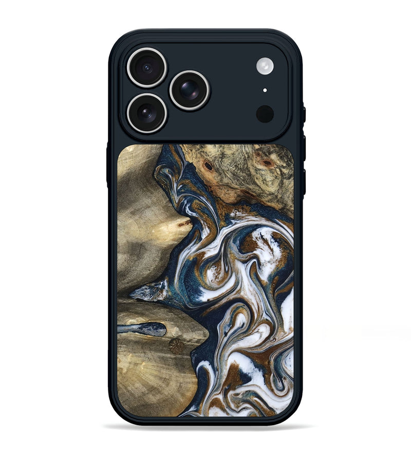 iPhone 17 Pro Max Wood Phone Case - Petra (Teal & Gold, 801462)