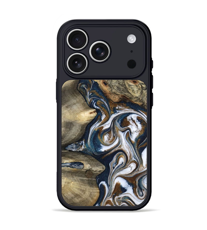 iPhone 17 Pro Wood Phone Case - Petra (Teal & Gold, 801462)