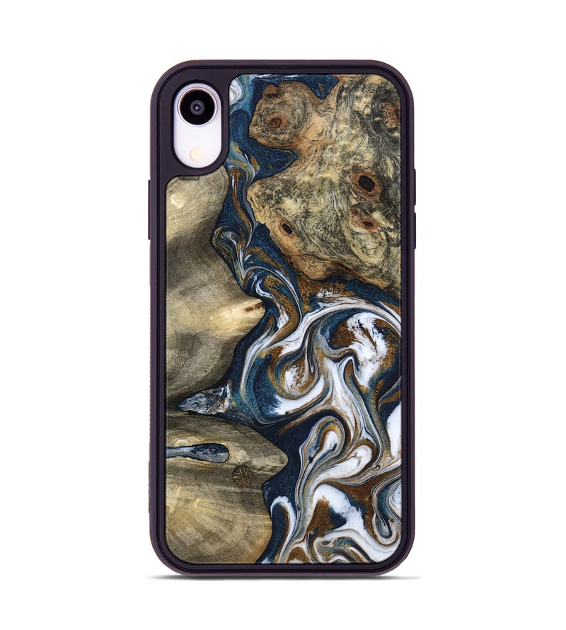iPhone Xr Wood Phone Case - Petra (Teal & Gold, 801462)