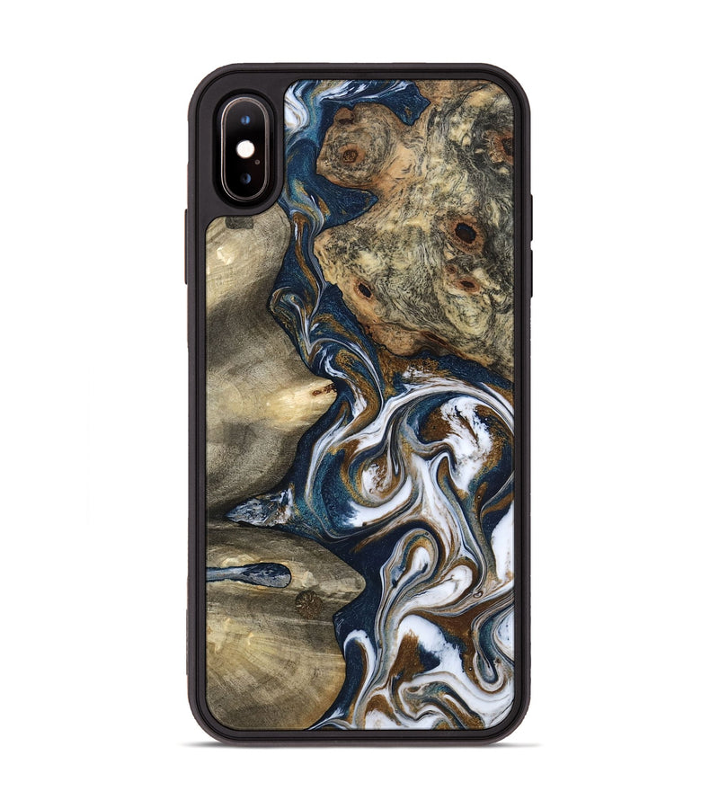 iPhone Xs Max Wood Phone Case - Petra (Teal & Gold, 801462)
