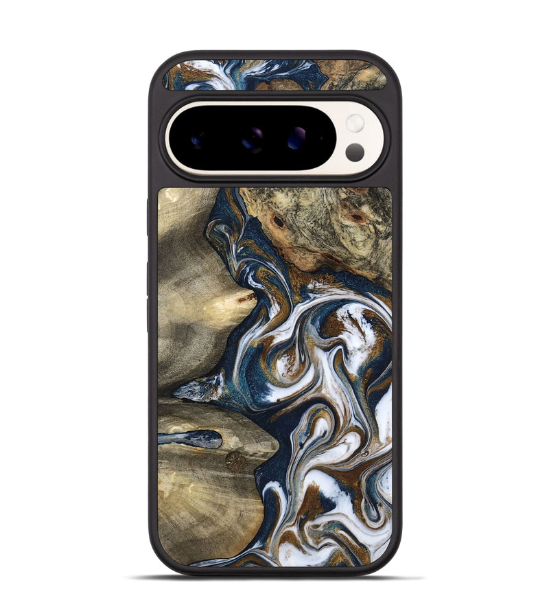 Pixel 9 Wood Phone Case - Petra (Teal & Gold, 801462)
