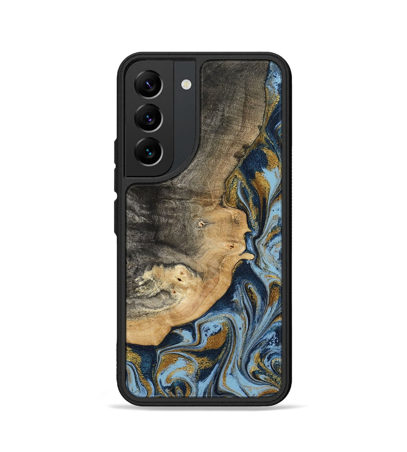 Galaxy S22 Wood Phone Case - Earnest (Teal & Gold, 801463)