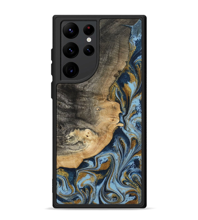 Galaxy S22 Ultra Wood Phone Case - Earnest (Teal & Gold, 801463)