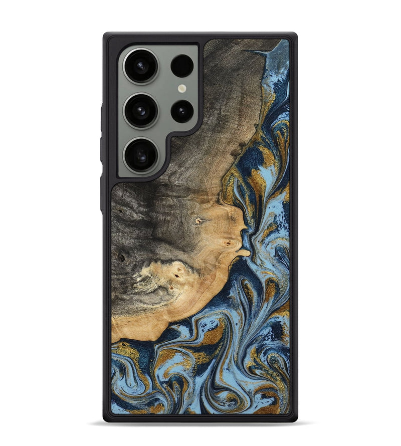 Galaxy S24 Ultra Wood Phone Case - Earnest (Teal & Gold, 801463)