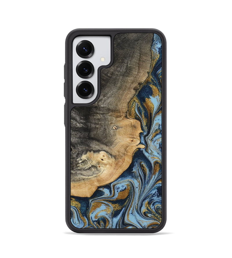 Galaxy S25 Wood Phone Case - Earnest (Teal & Gold, 801463)