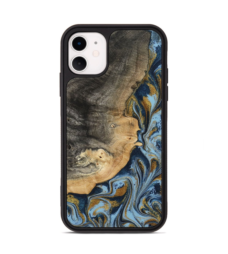 iPhone 11 Wood Phone Case - Earnest (Teal & Gold, 801463)