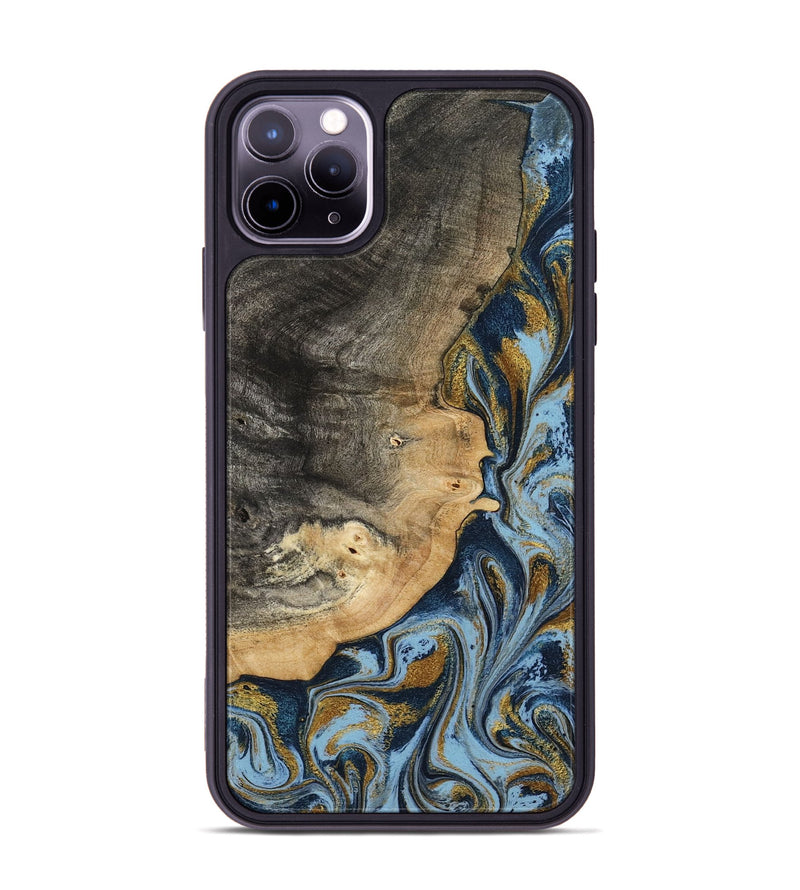 iPhone 11 Pro Max Wood Phone Case - Earnest (Teal & Gold, 801463)