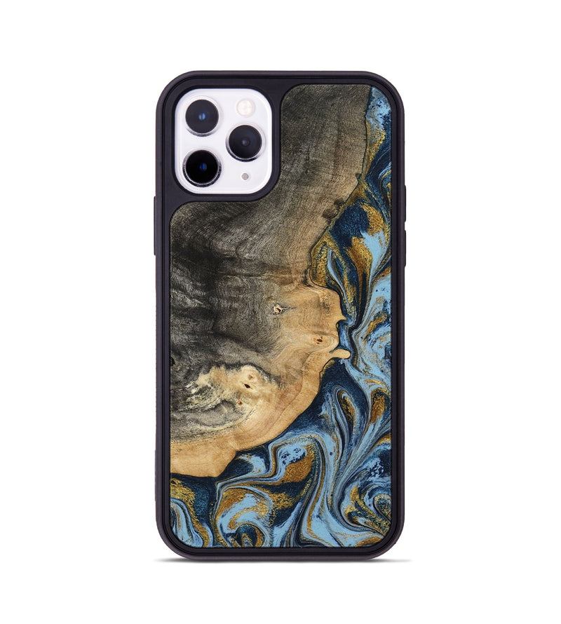 iPhone 11 Pro Wood Phone Case - Earnest (Teal & Gold, 801463)