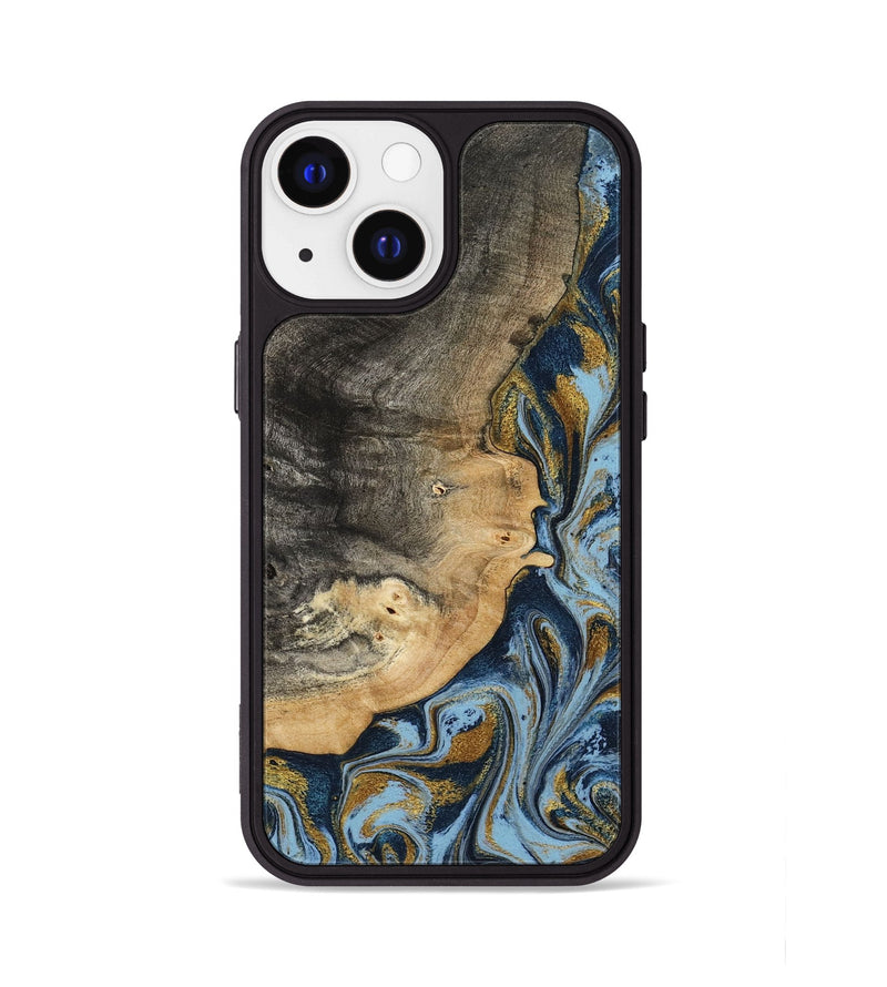 iPhone 13 Wood Phone Case - Earnest (Teal & Gold, 801463)