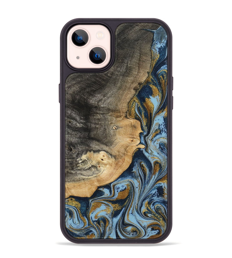 iPhone 14 Plus Wood Phone Case - Earnest (Teal & Gold, 801463)