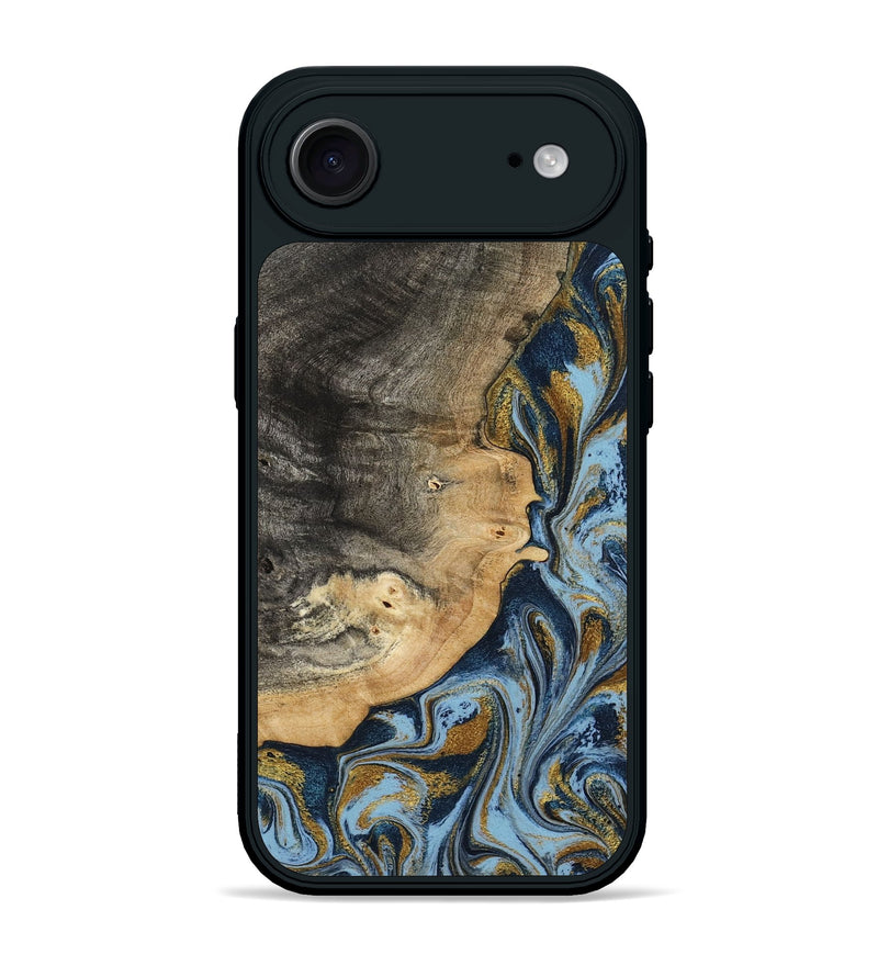 iPhone 17 Air Wood Phone Case - Earnest (Teal & Gold, 801463)