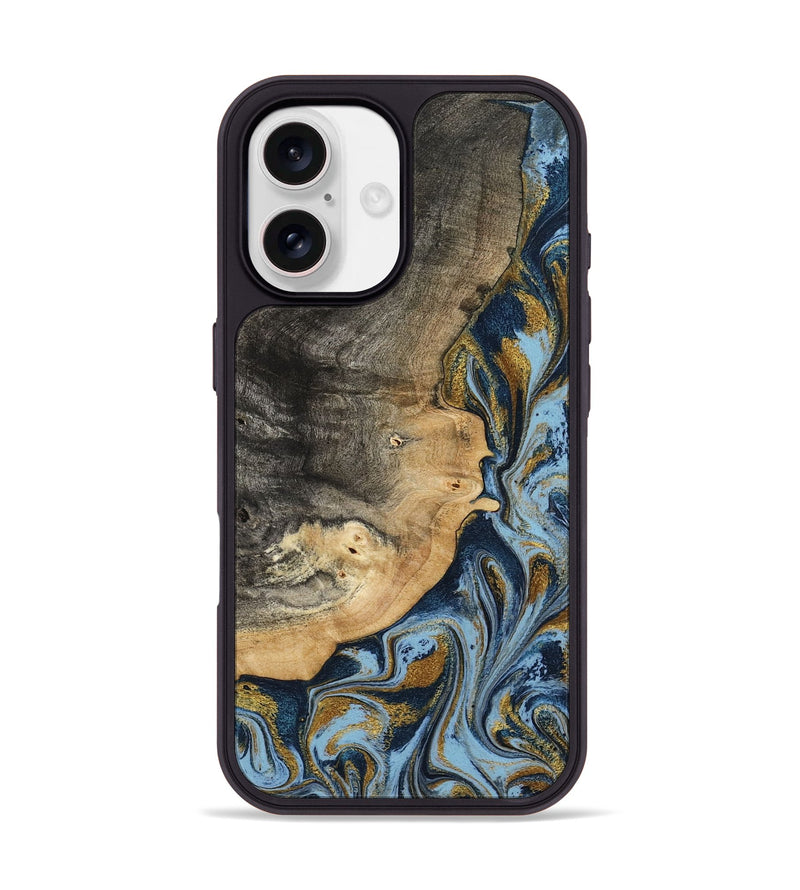 iPhone 17 Wood Phone Case - Earnest (Teal & Gold, 801463)