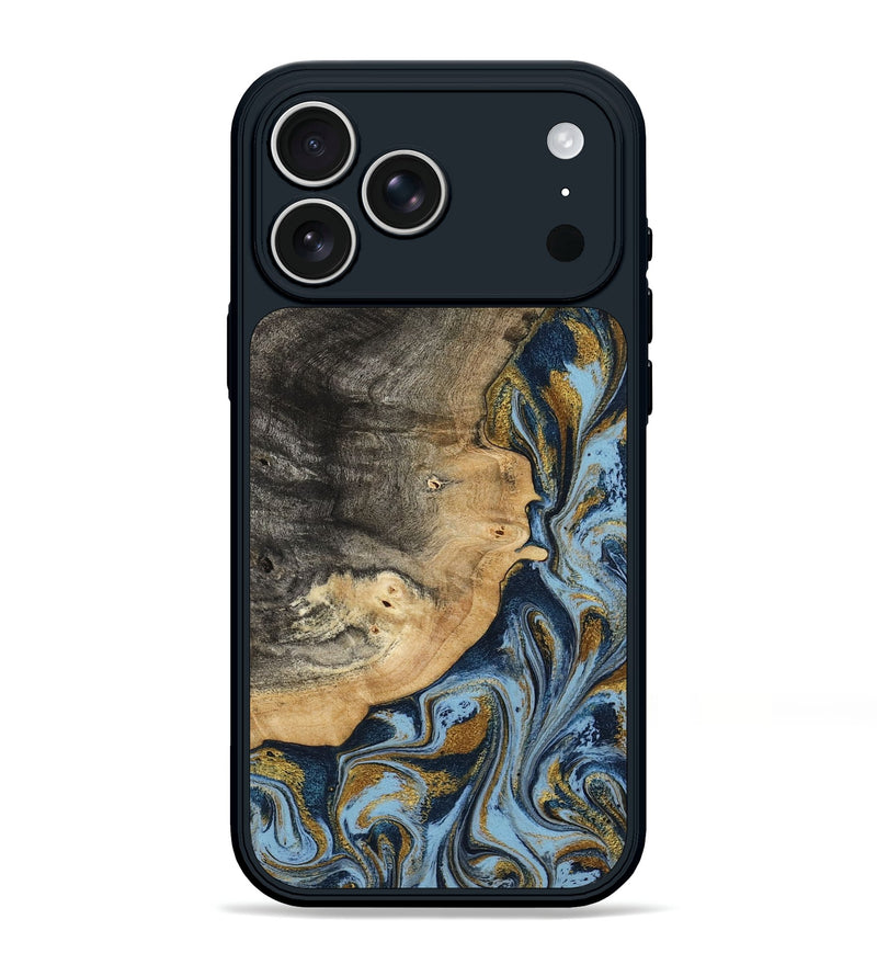 iPhone 17 Pro Max Wood Phone Case - Earnest (Teal & Gold, 801463)