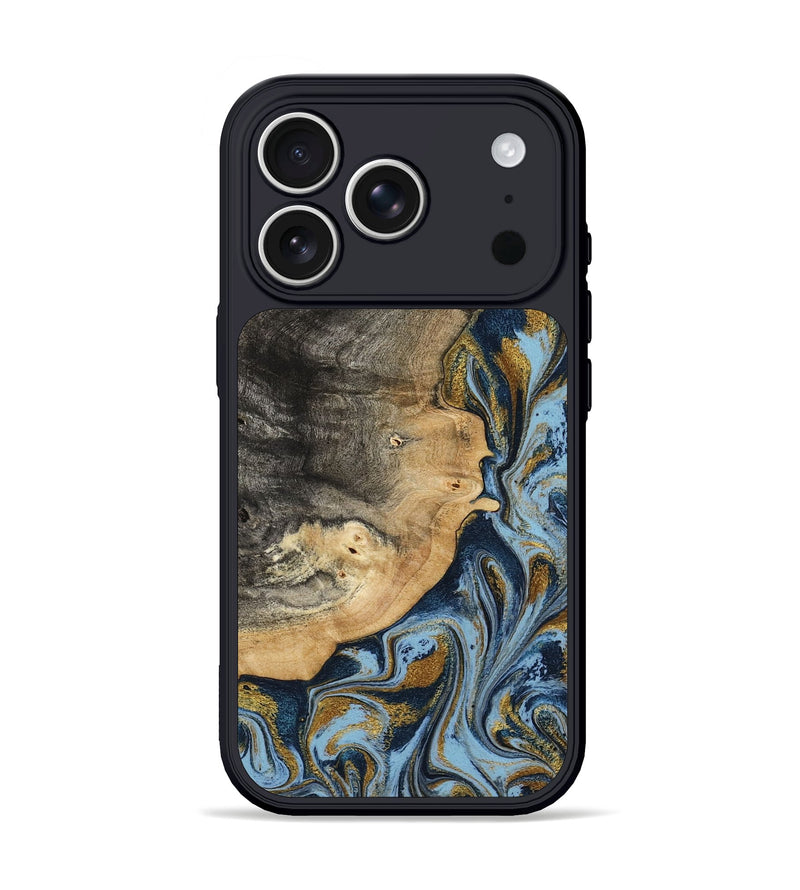 iPhone 17 Pro Wood Phone Case - Earnest (Teal & Gold, 801463)