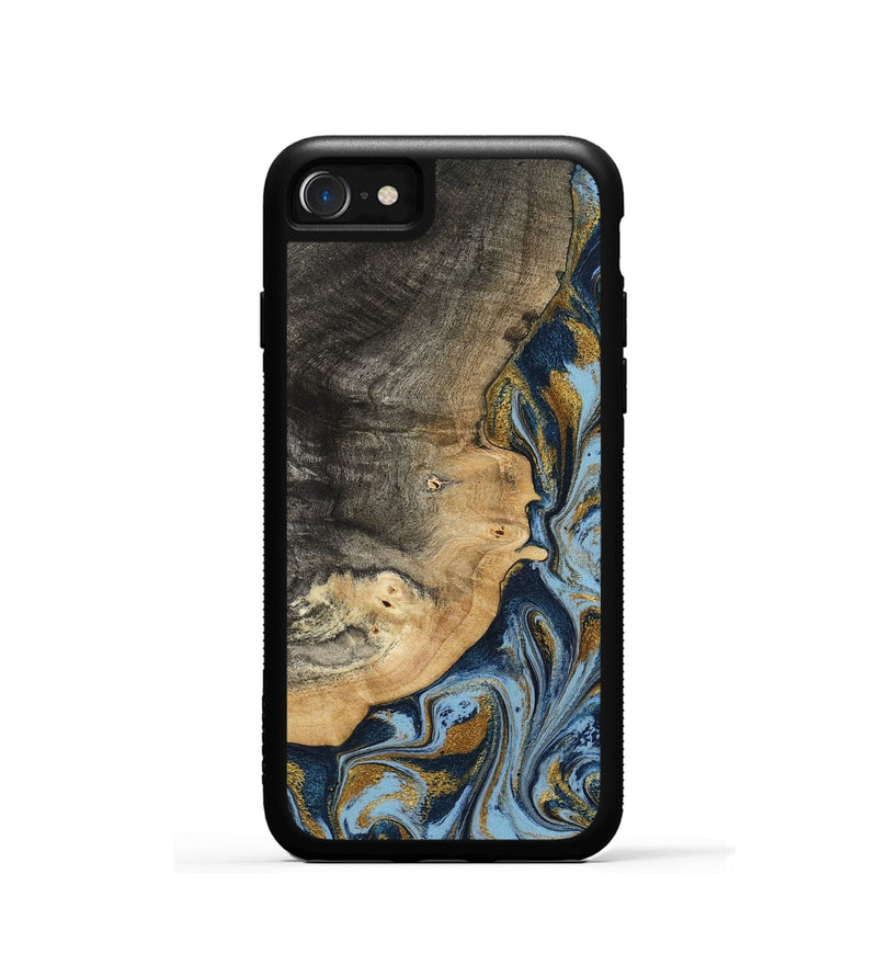 iPhone SE Wood Phone Case - Earnest (Teal & Gold, 801463)