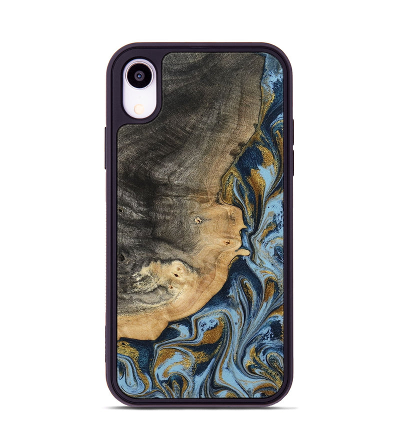 iPhone Xr Wood Phone Case - Earnest (Teal & Gold, 801463)