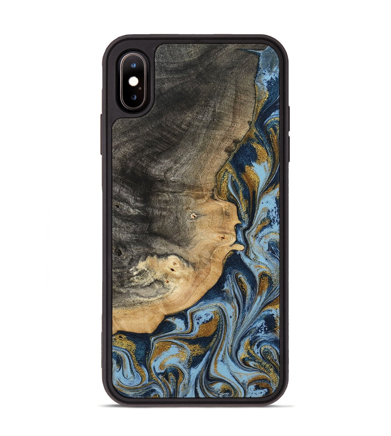 iPhone Xs Max Wood Phone Case - Earnest (Teal & Gold, 801463)