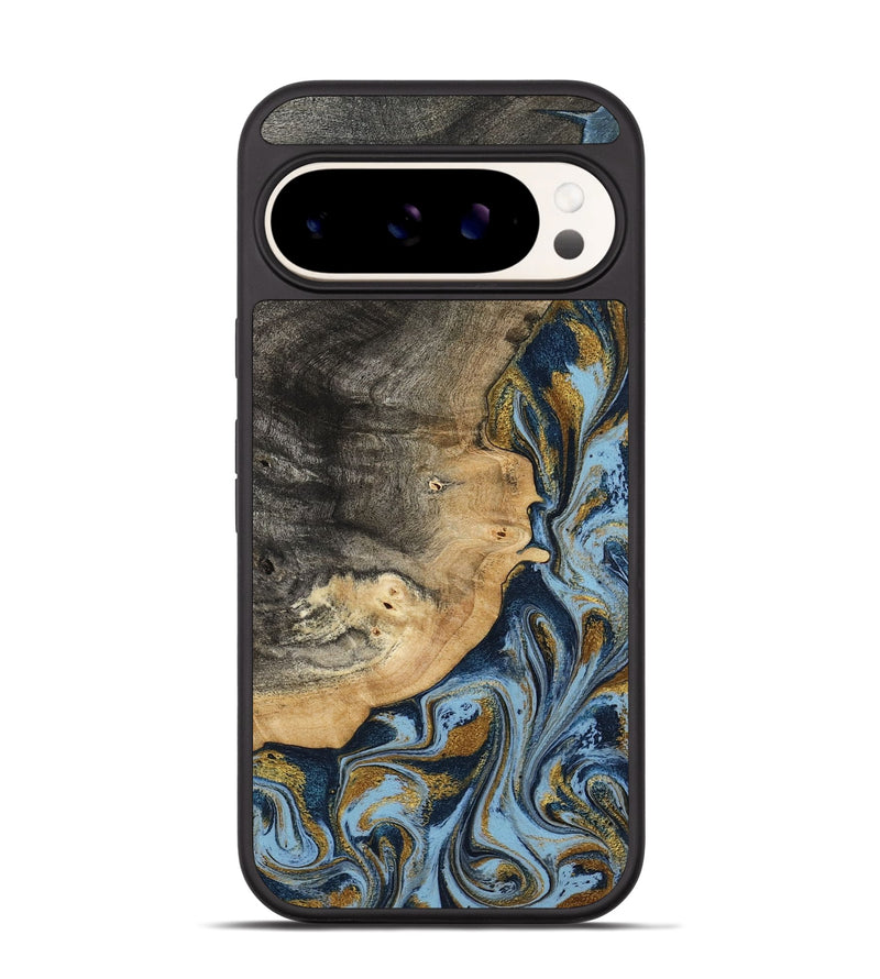 Pixel 9 Wood Phone Case - Earnest (Teal & Gold, 801463)