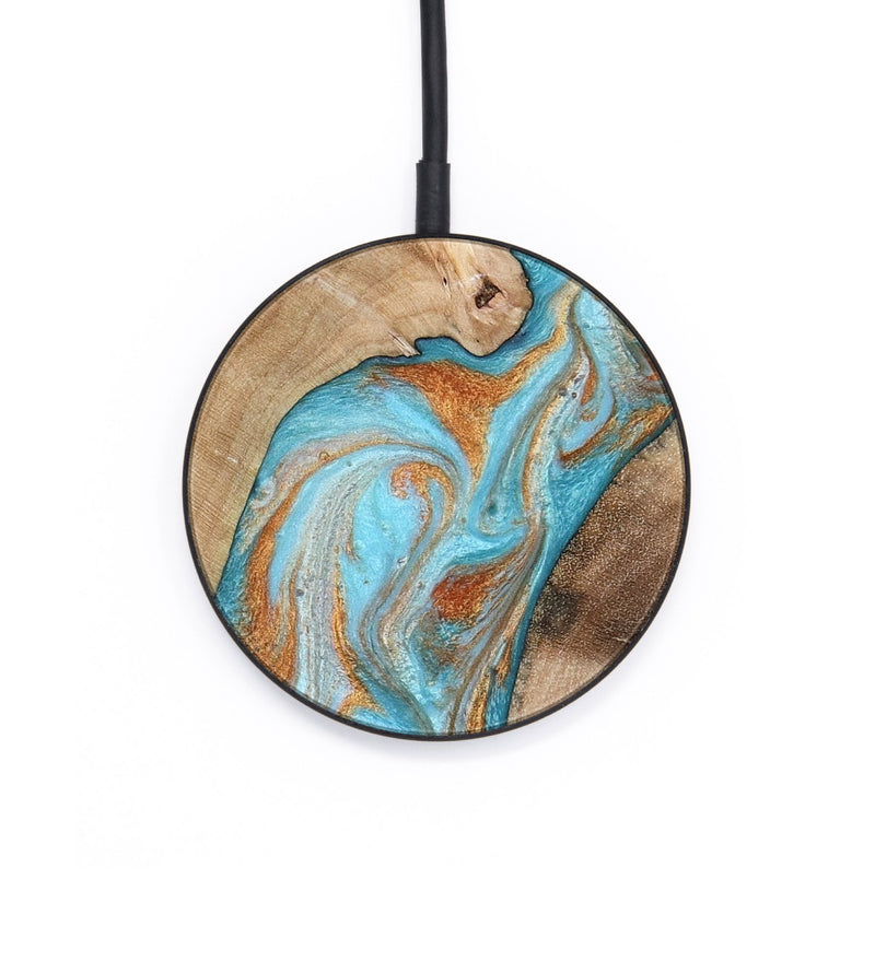 Circle Wood Wireless Charger - Jody (Teal & Gold, 801464)