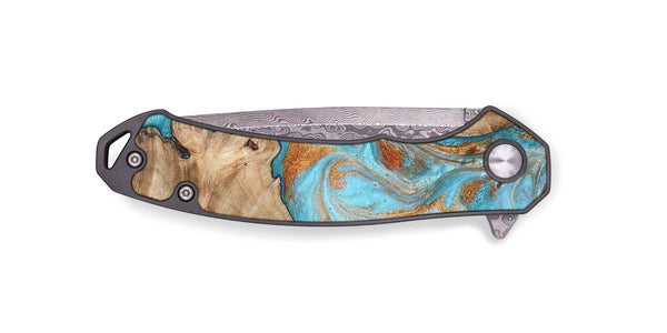 EDC Wood Pocket Knife - Jody (Teal & Gold, 801464)