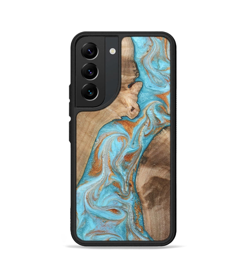 Galaxy S22 Wood Phone Case - Jody (Teal & Gold, 801464)