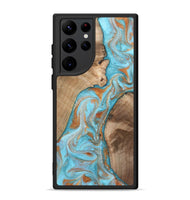 Galaxy S22 Ultra Wood Phone Case - Jody (Teal & Gold, 801464)