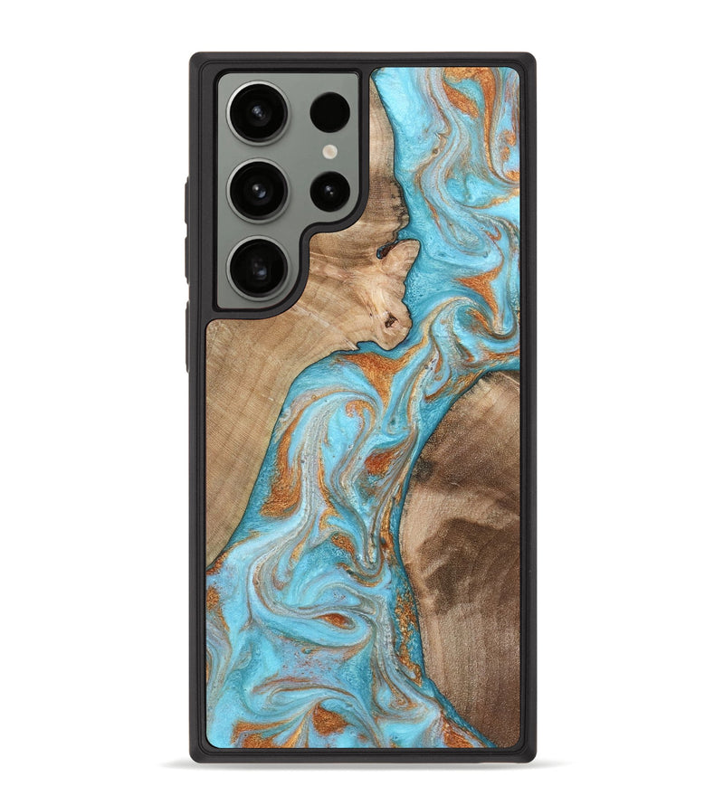 Galaxy S23 Ultra Wood Phone Case - Jody (Teal & Gold, 801464)