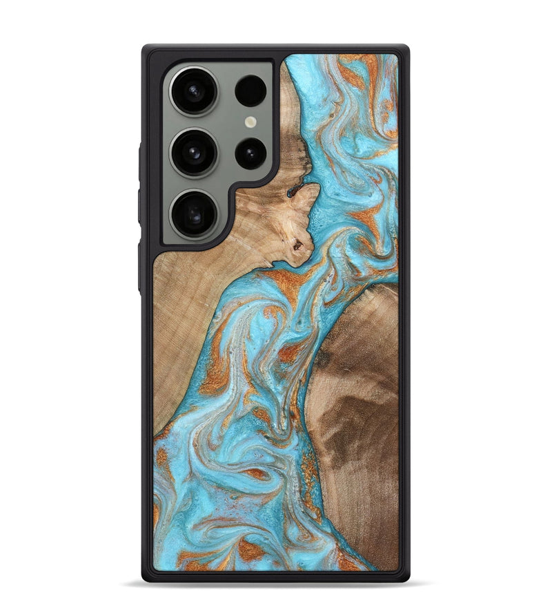 Galaxy S24 Ultra Wood Phone Case - Jody (Teal & Gold, 801464)