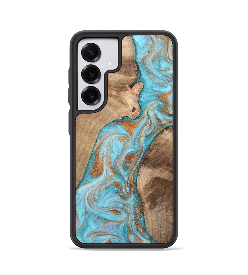 Galaxy S25 Wood Phone Case - Jody (Teal & Gold, 801464)