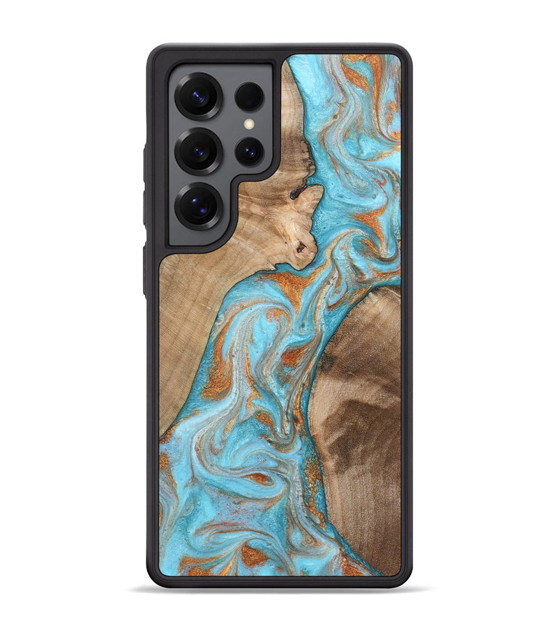 Galaxy S25 Ultra Wood Phone Case - Jody (Teal & Gold, 801464)