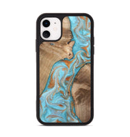 iPhone 11 Wood Phone Case - Jody (Teal & Gold, 801464)