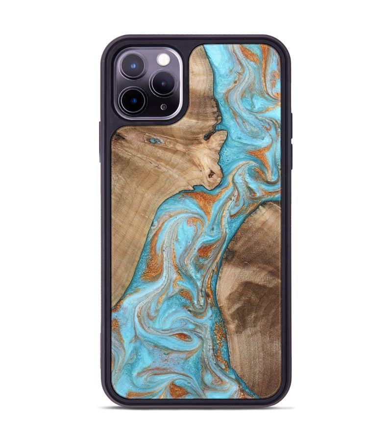 iPhone 11 Pro Max Wood Phone Case - Jody (Teal & Gold, 801464)