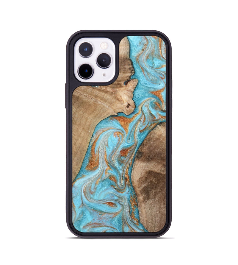 iPhone 11 Pro Wood Phone Case - Jody (Teal & Gold, 801464)