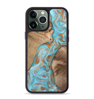 iPhone 13 Pro Max Wood Phone Case - Jody (Teal & Gold, 801464)