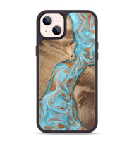 iPhone 14 Plus Wood Phone Case - Jody (Teal & Gold, 801464)