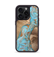 iPhone 15 Pro Wood Phone Case - Jody (Teal & Gold, 801464)
