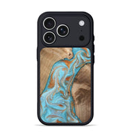 iPhone 17 Pro Wood Phone Case - Jody (Teal & Gold, 801464)
