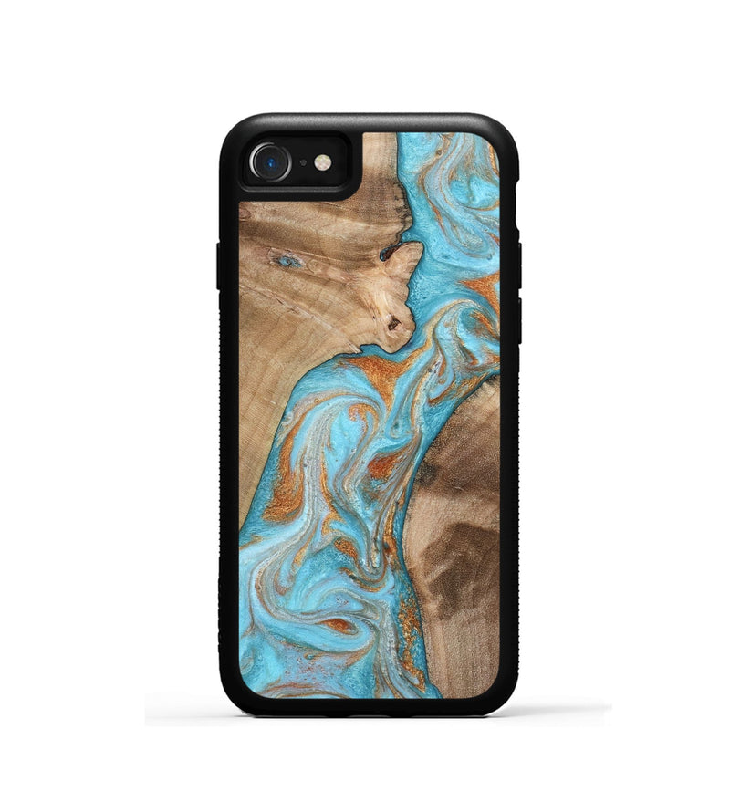 iPhone SE Wood Phone Case - Jody (Teal & Gold, 801464)