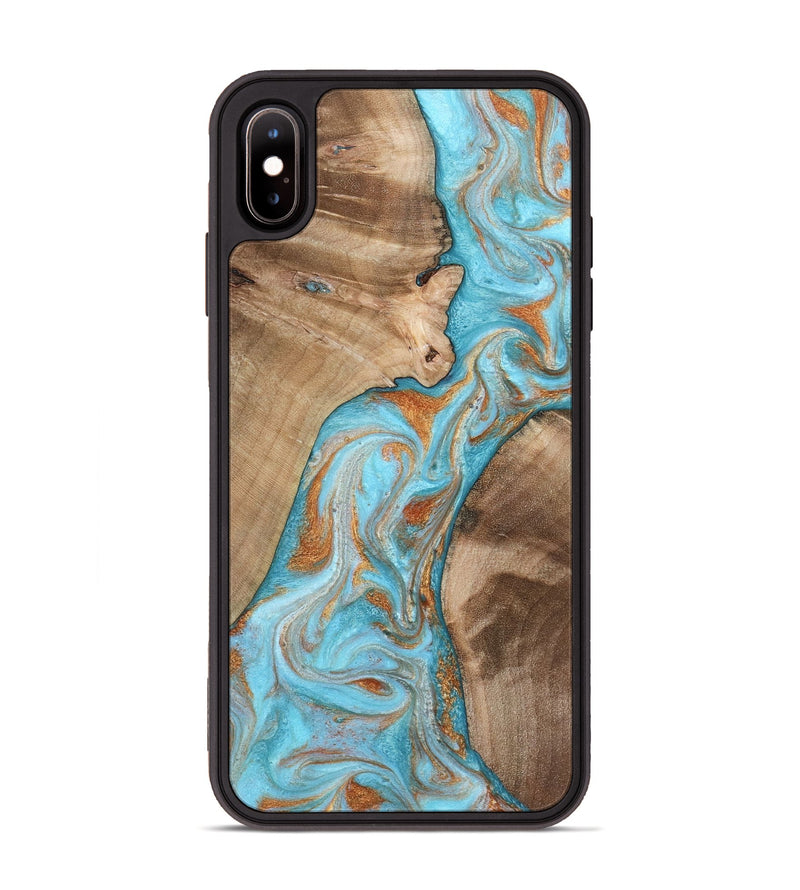 iPhone Xs Max Wood Phone Case - Jody (Teal & Gold, 801464)