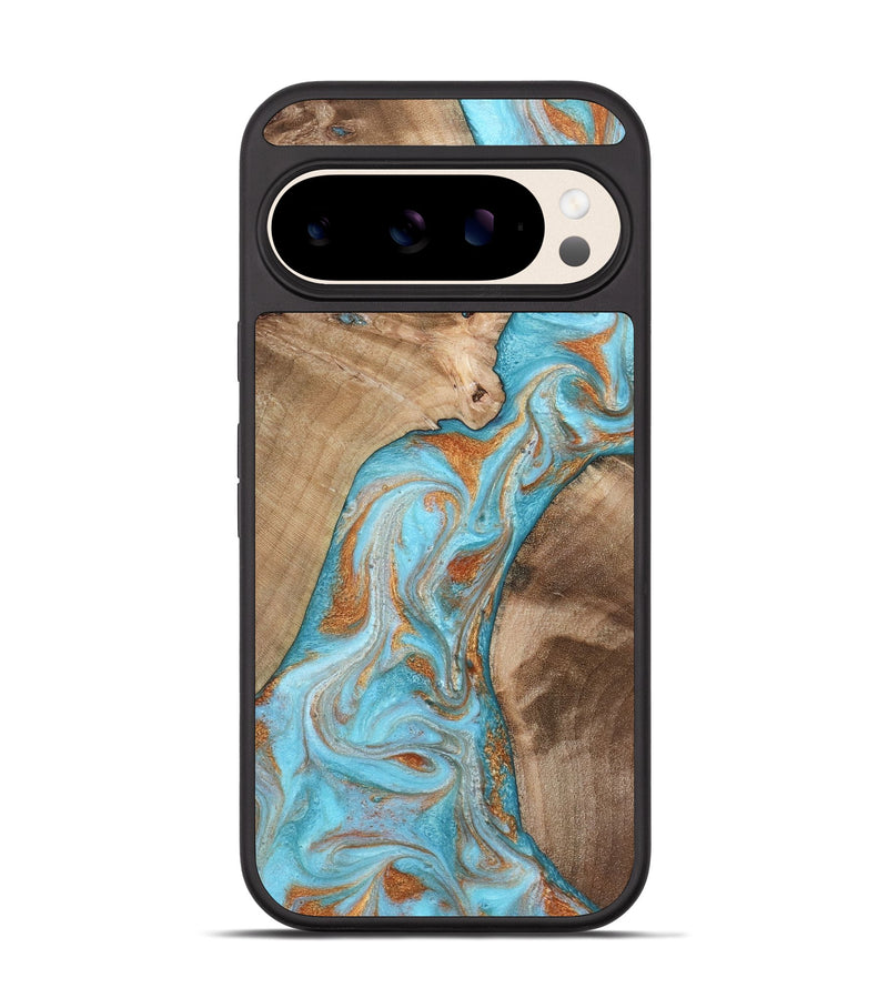 Pixel 10 Wood Phone Case - Jody (Teal & Gold, 801464)