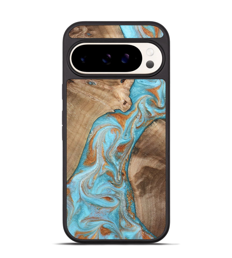 Pixel 9 Wood Phone Case - Jody (Teal & Gold, 801464)