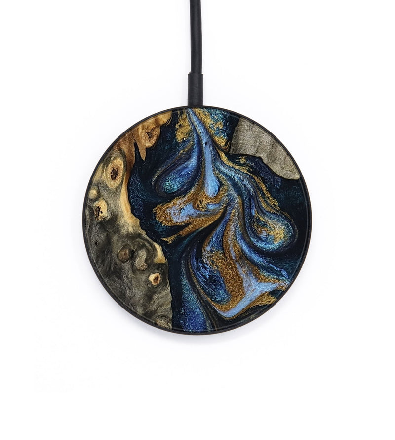 Circle Wood Wireless Charger - Jarrod (Teal & Gold, 801465)