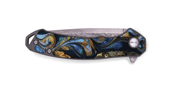 EDC Wood Pocket Knife - Jarrod (Teal & Gold, 801465)