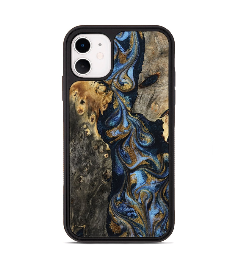 iPhone 11 Wood Phone Case - Jarrod (Teal & Gold, 801465)