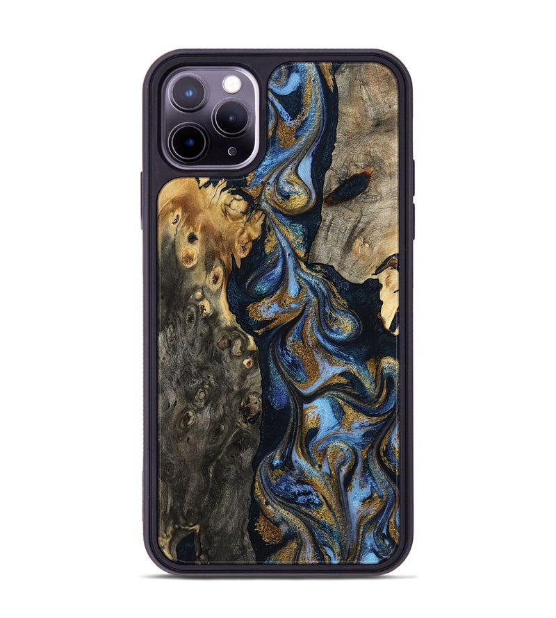 iPhone 11 Pro Max Wood Phone Case - Jarrod (Teal & Gold, 801465)