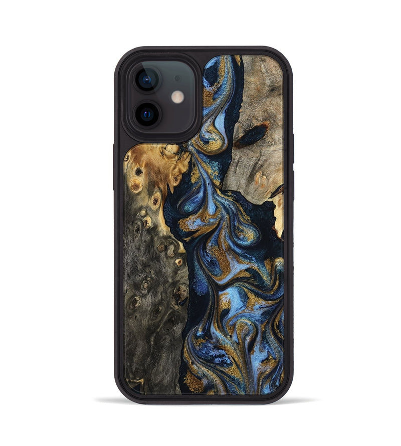 iPhone 12 Wood Phone Case - Jarrod (Teal & Gold, 801465)