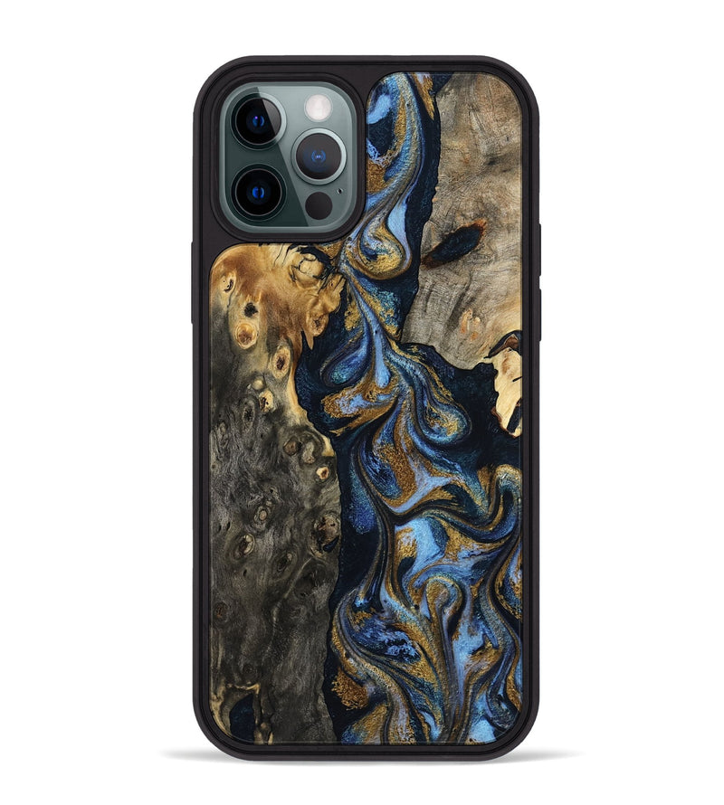 iPhone 12 Pro Max Wood Phone Case - Jarrod (Teal & Gold, 801465)