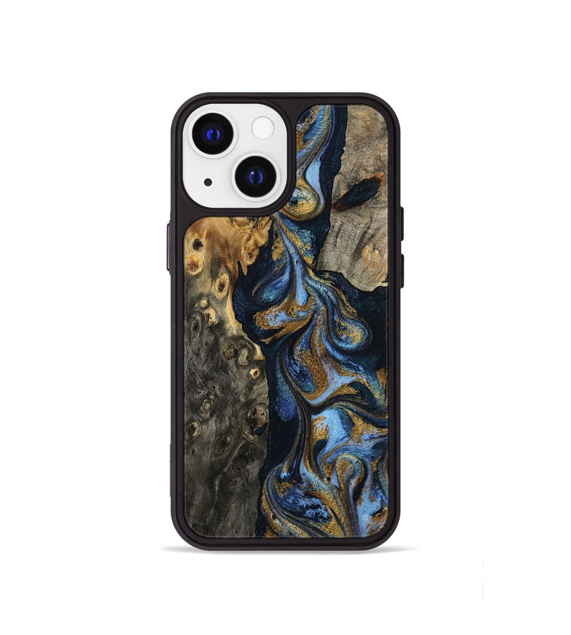 iPhone 13 mini Wood Phone Case - Jarrod (Teal & Gold, 801465)